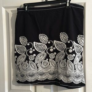 Studio M Black Skirt with White Embroidery